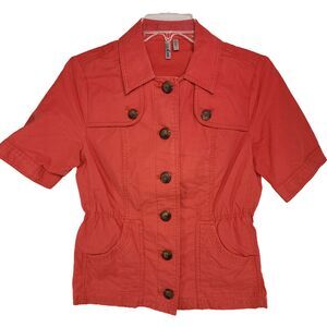 Caslan Short Sleeve Red Safari Style Jacket Size XS